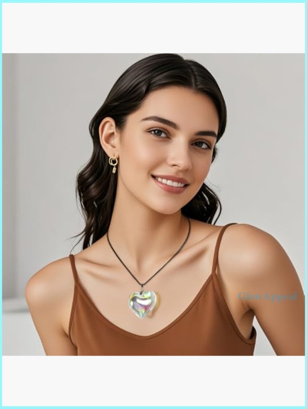 Chunky Glass Heart Choker Necklace, Adjustable Velvet Chain, Y2K Trendy Jewelry - Picture 6 of 7
